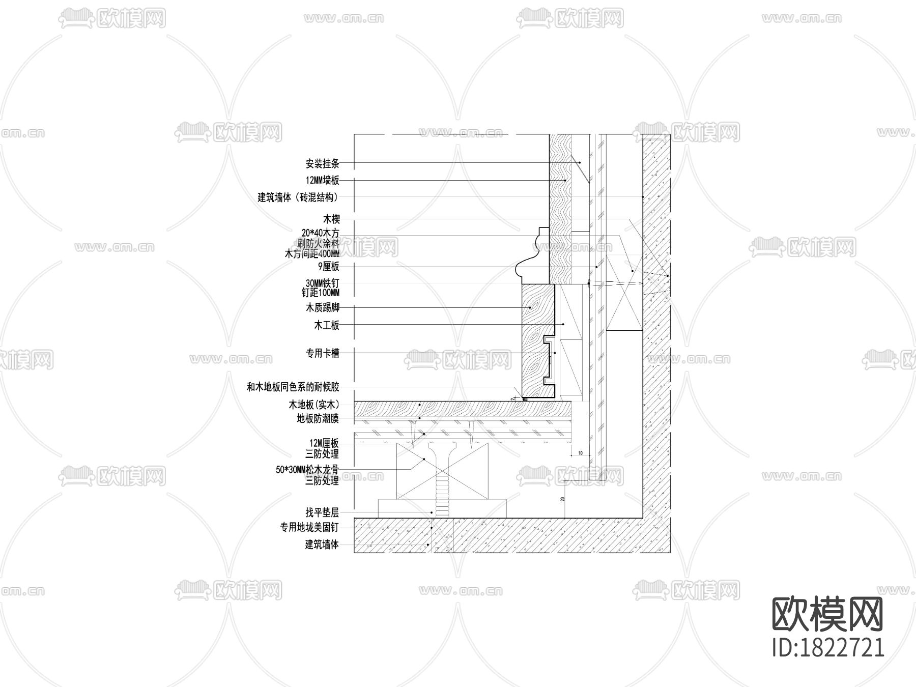 踢脚线cad节点大样图下载