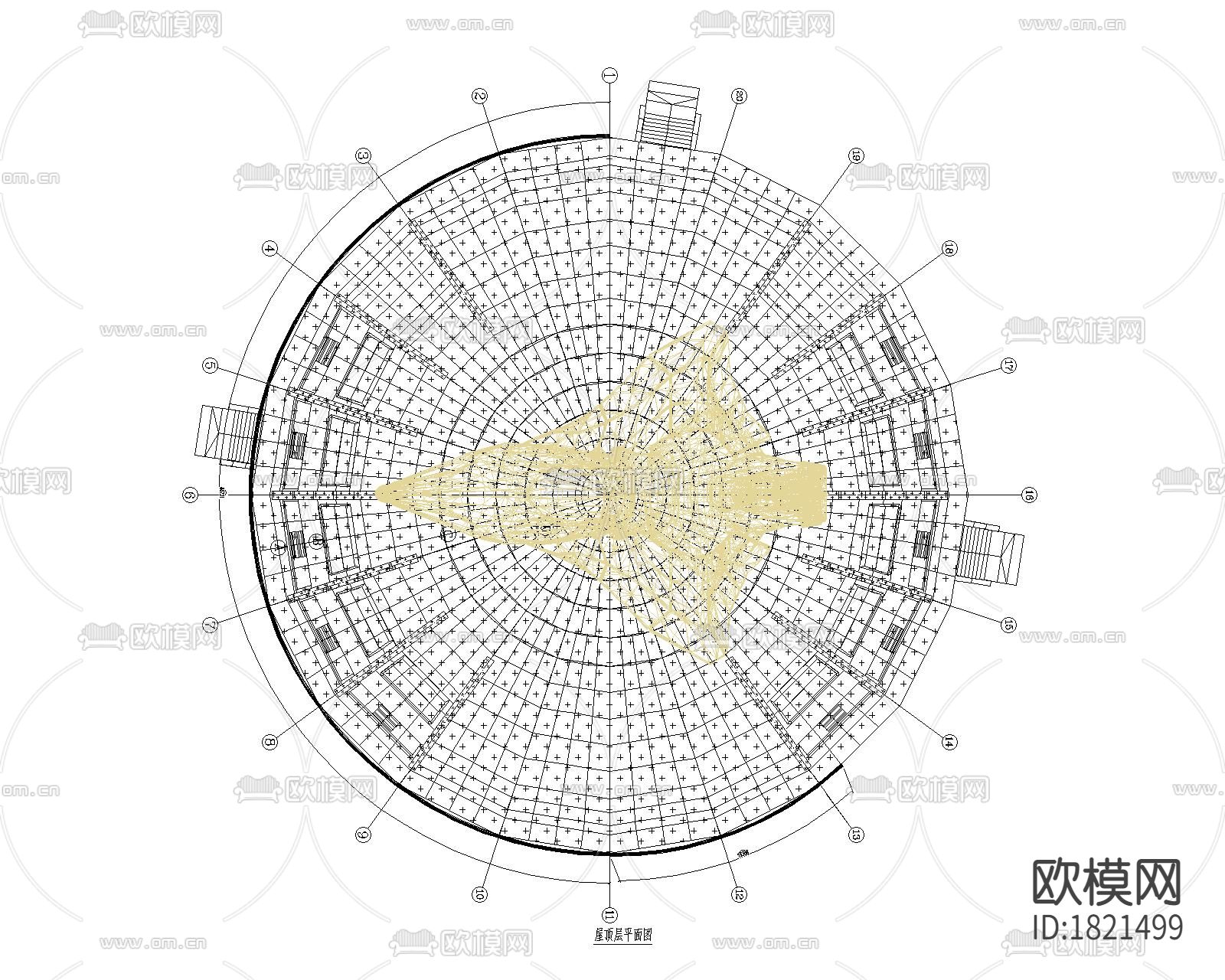 钢结构场馆玻璃幕墙大样图下载（渲染图2）