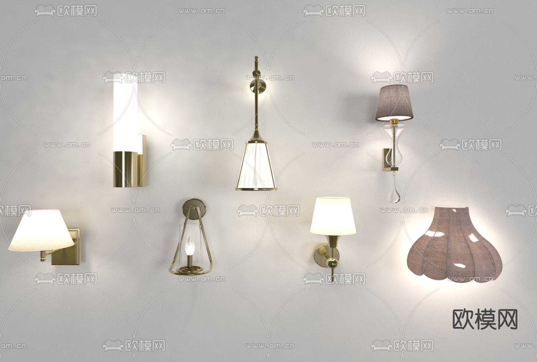 简欧金属壁灯免费3d模型下载