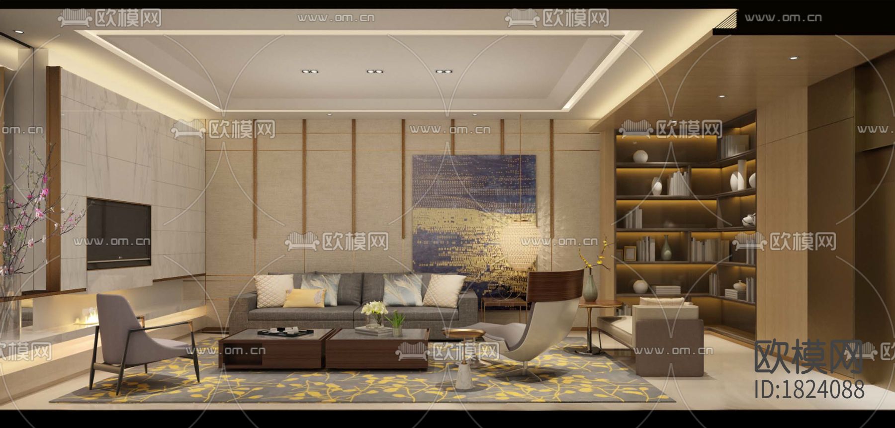 别墅cad平面布置图下载（渲染图4）