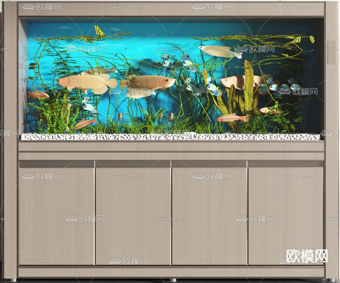 现代鱼缸水族箱3d模型下载