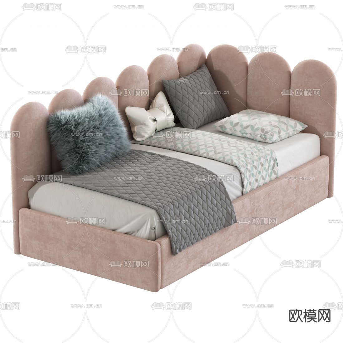 北欧布艺沙发床3d模型下载（渲染图3）