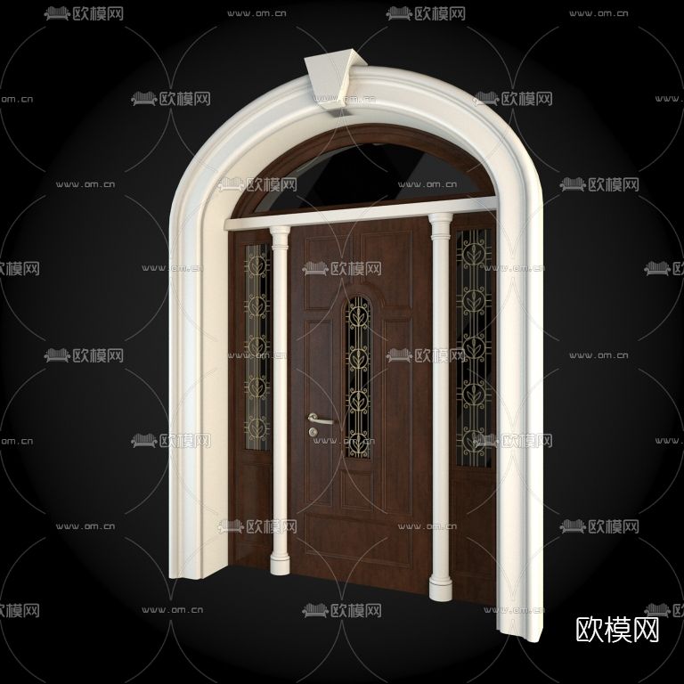 简欧入户大门防盗门免费3d模型下载