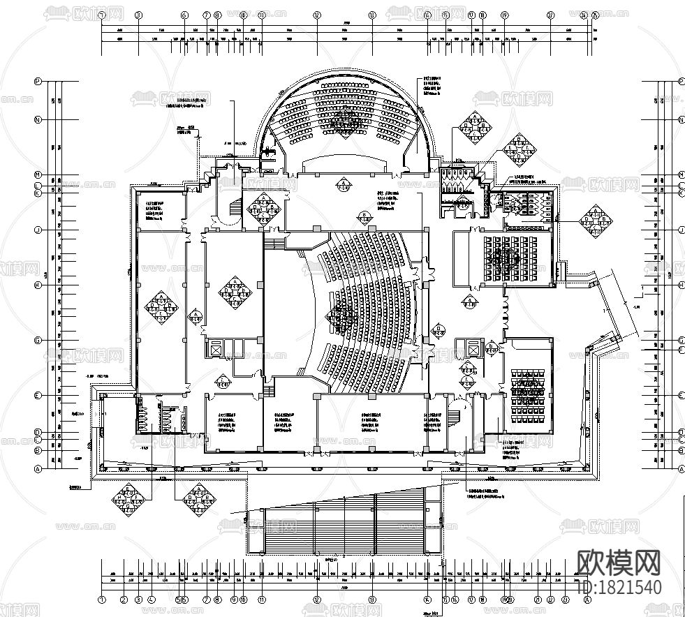 学校室内装修综合楼cad施工图下载（渲染图4）
