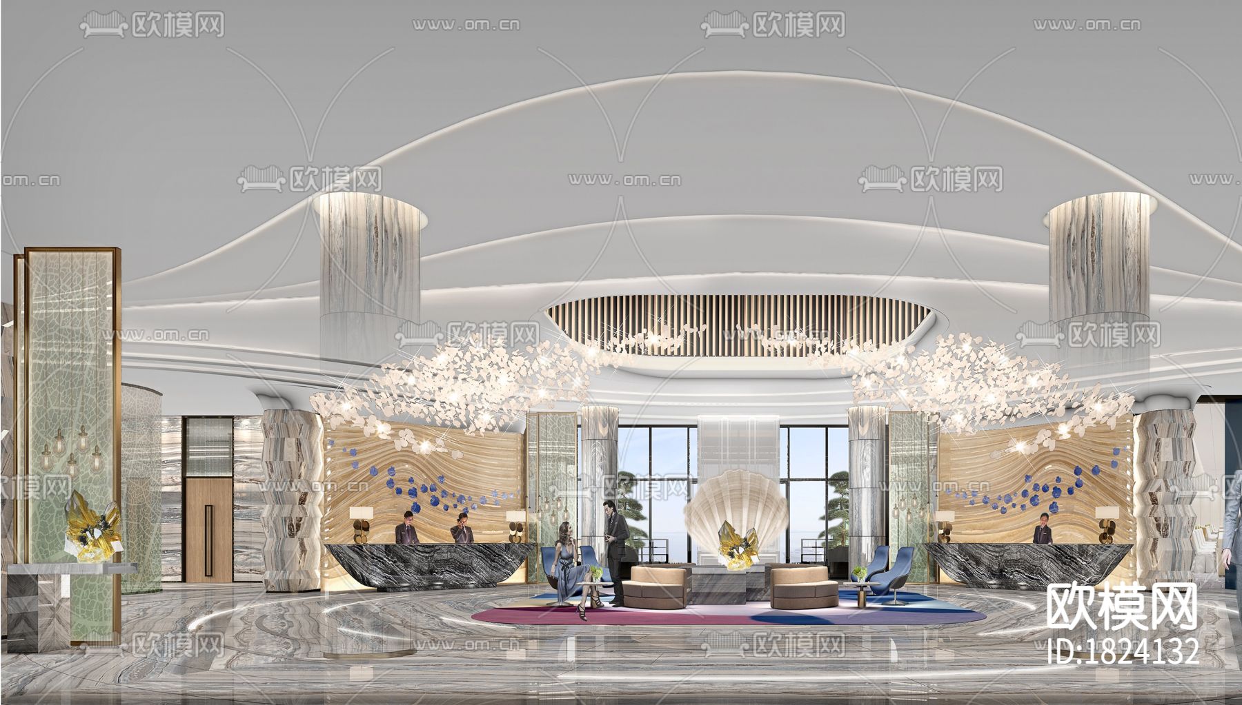 欢乐海游轮酒店cad平面布置图下载（渲染图3）