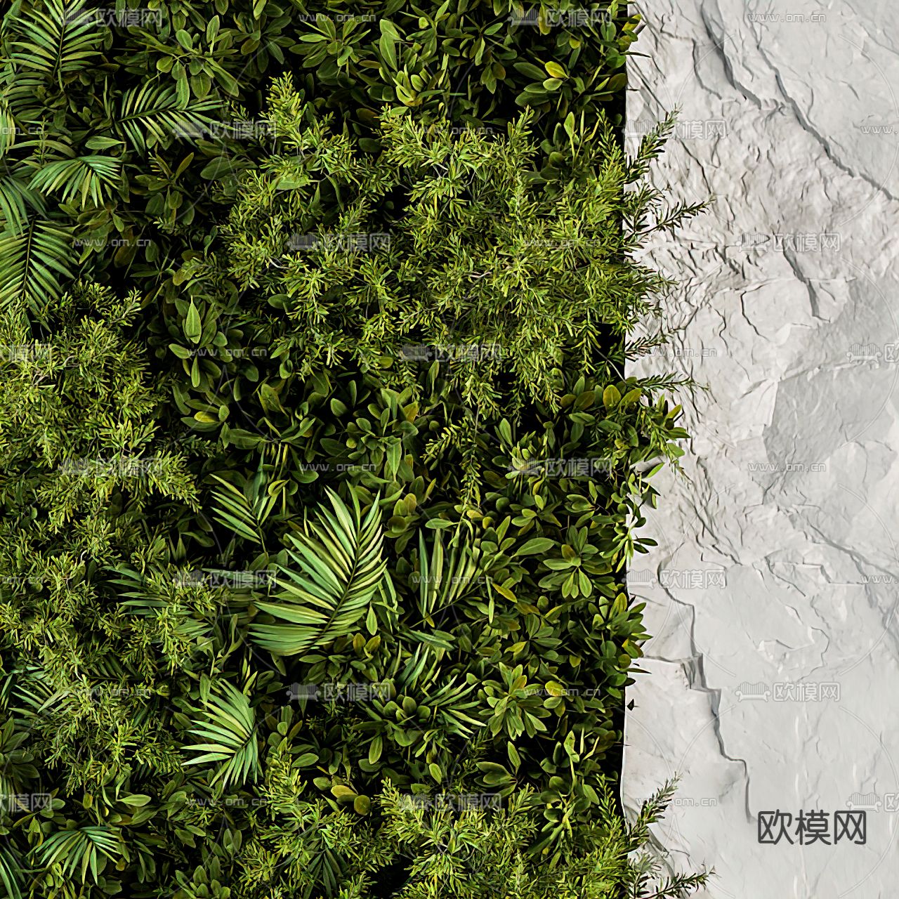 现代绿植墙3d模型