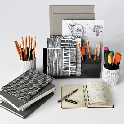  现代办公文具su模型 