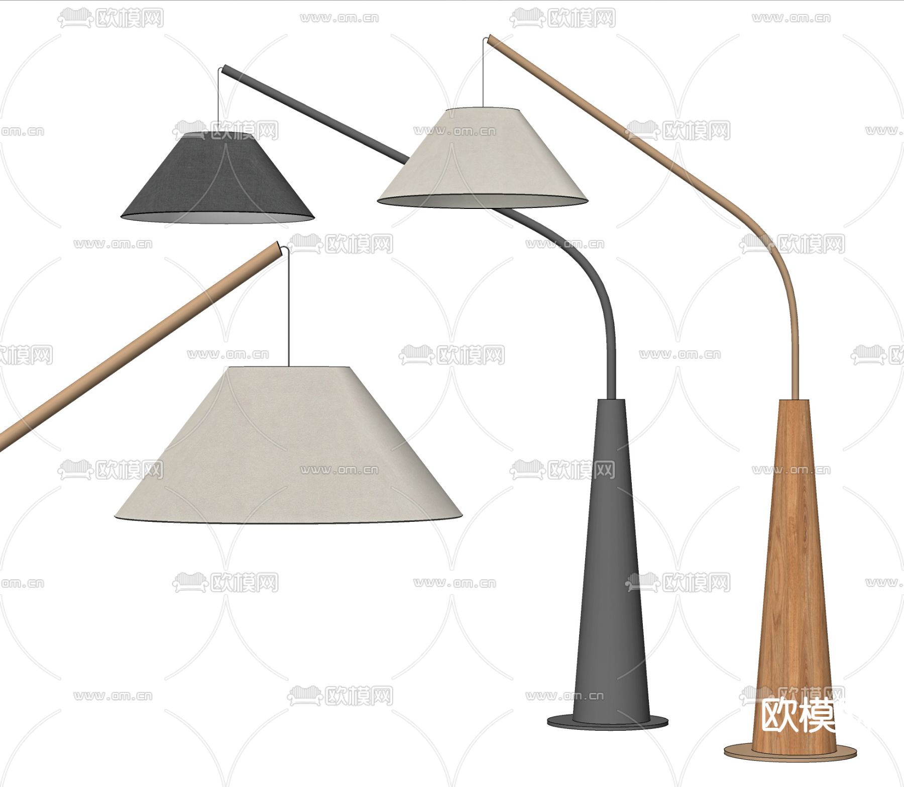 现代落地灯su模型下载（渲染图2）