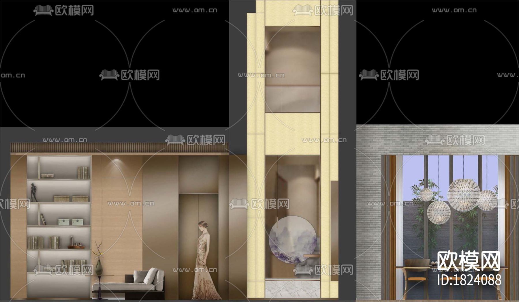 别墅cad平面布置图下载（渲染图2）