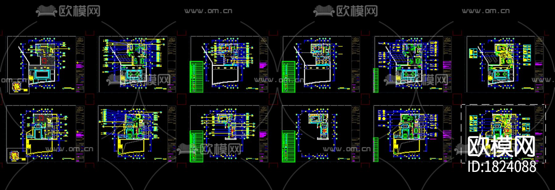 别墅cad平面布置图下载（渲染图1）