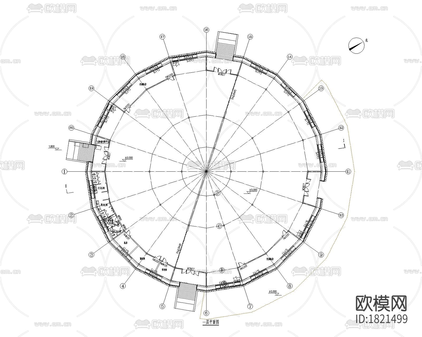 钢结构场馆玻璃幕墙大样图下载（渲染图6）