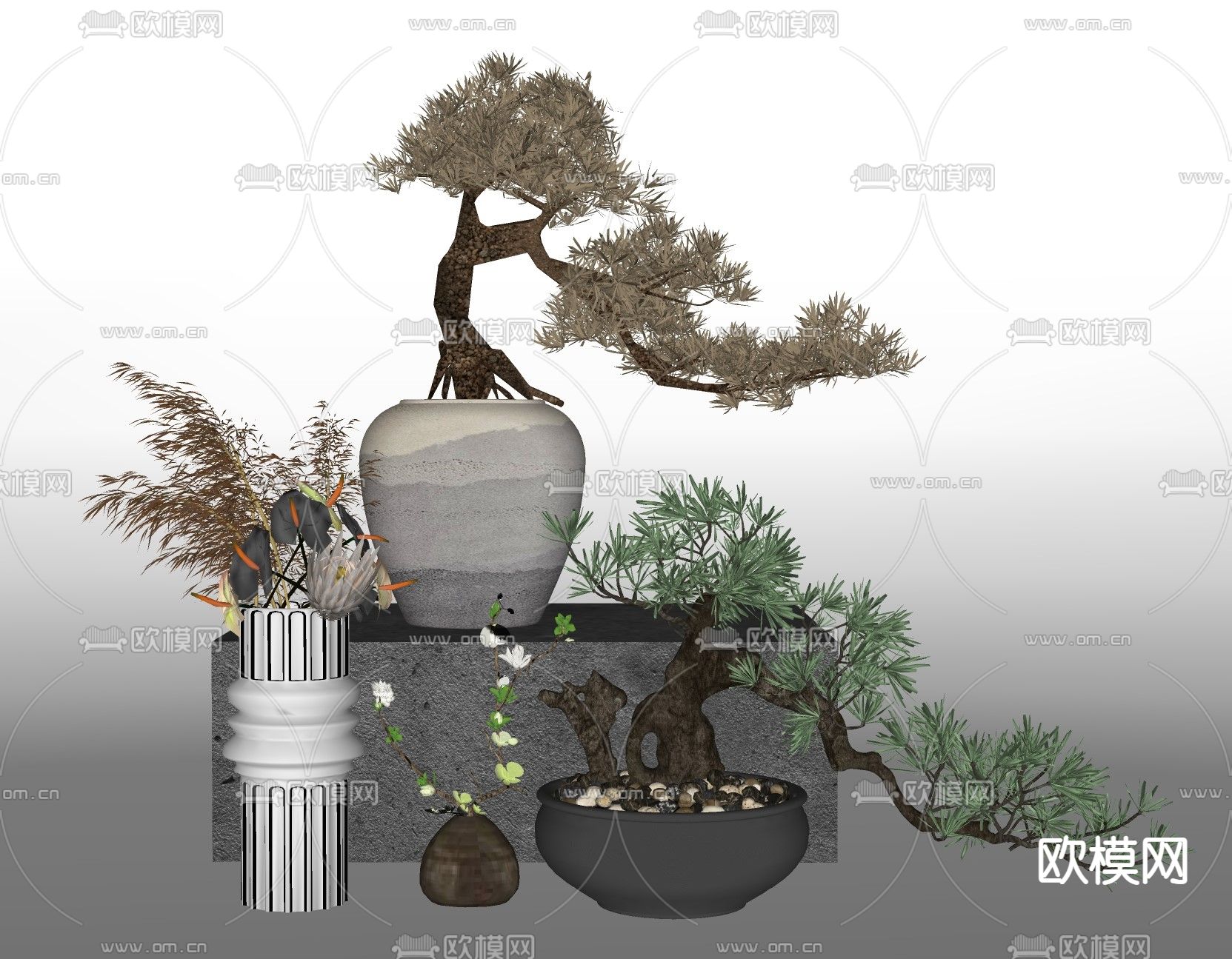 中式植物su模型下载（渲染图2）