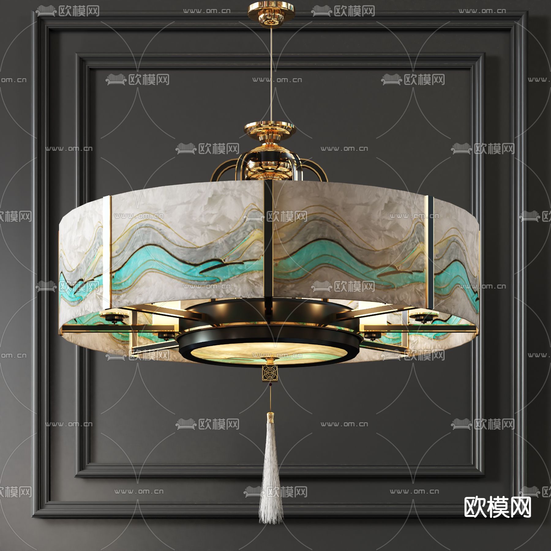 新中式珐琅吊灯3d模型