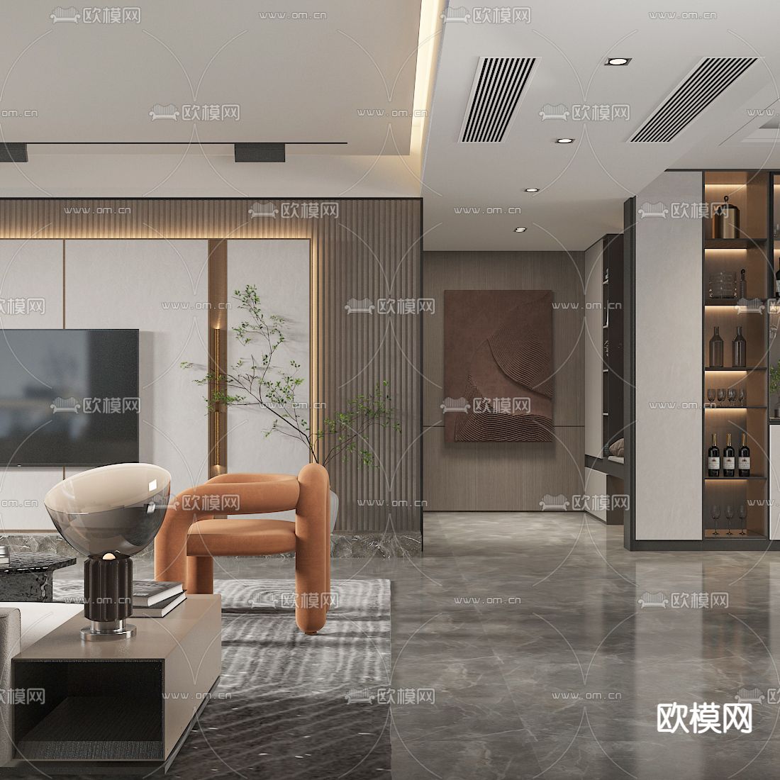 现代客厅3d模型