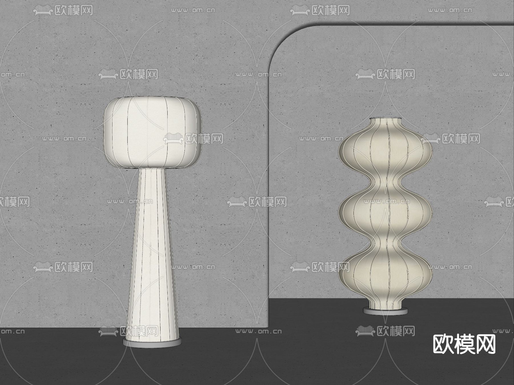 侘寂落地灯su模型下载（渲染图2）