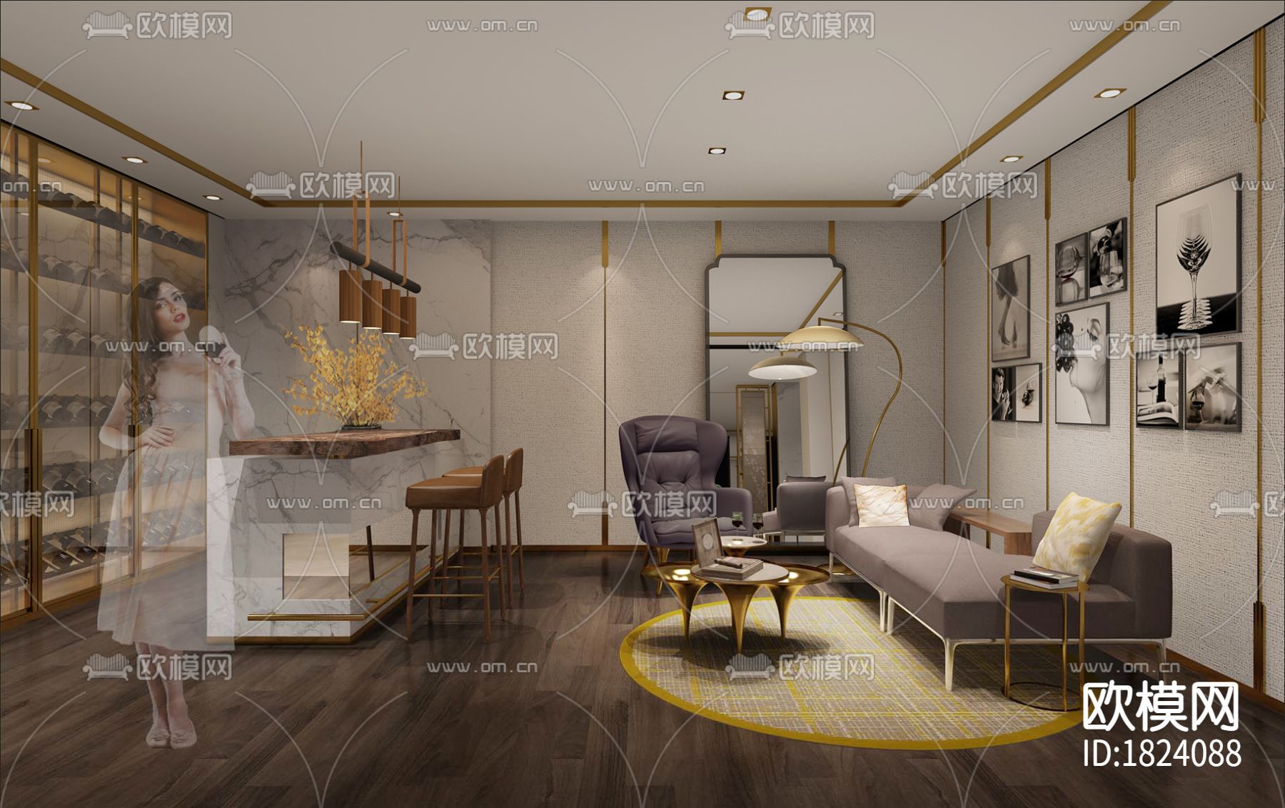 别墅cad平面布置图下载（渲染图7）