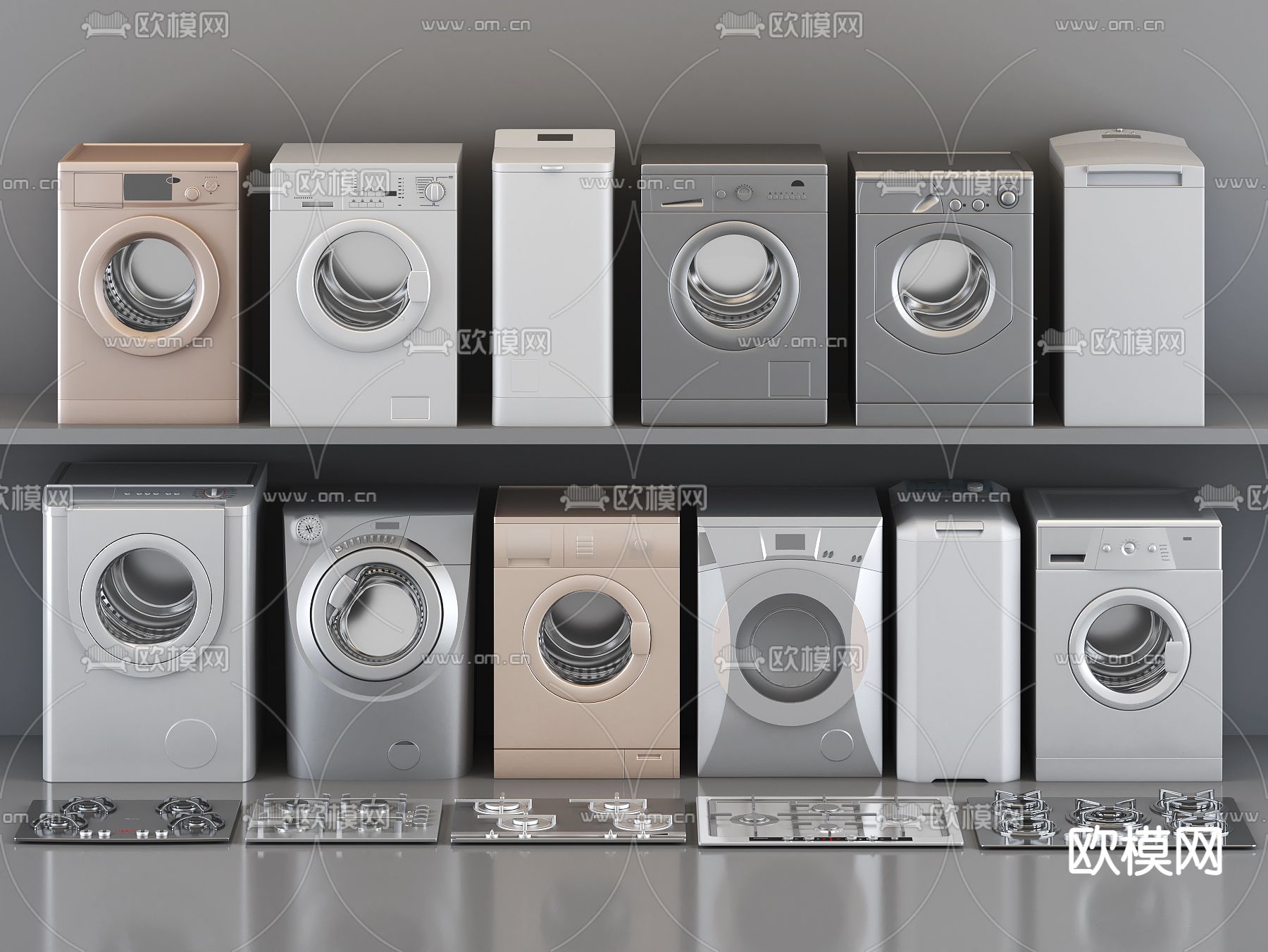 现代滚筒洗衣机3d模型下载