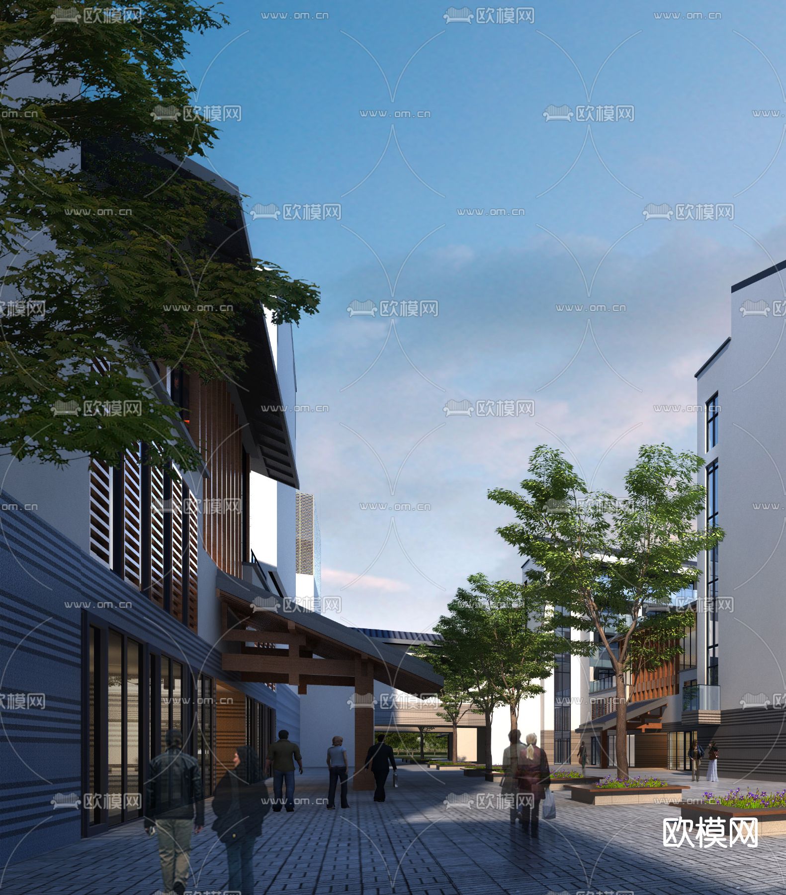 新中式老年公寓鸟瞰su模型下载（渲染图2）