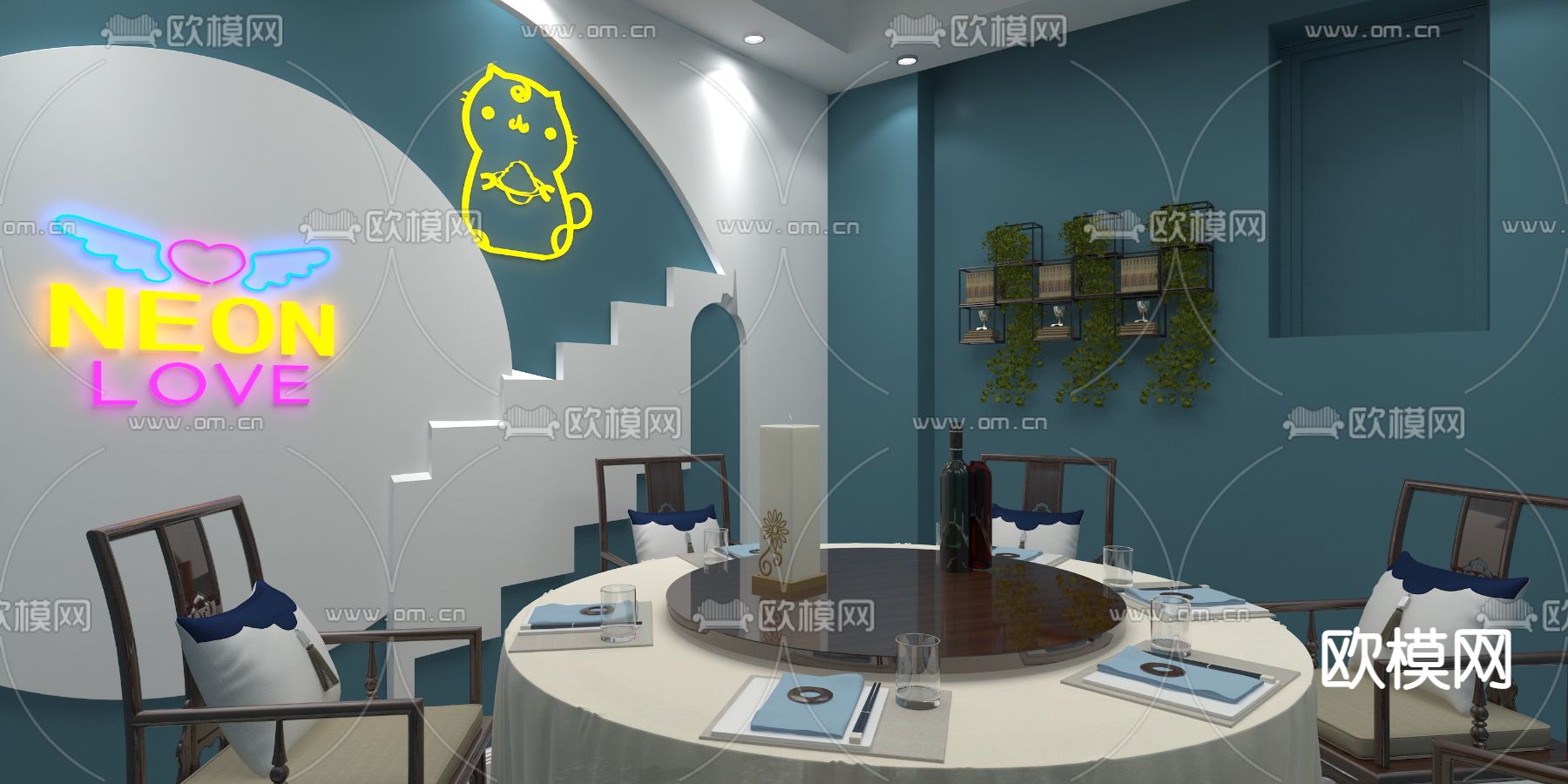 现代餐厅包房免费3d模型