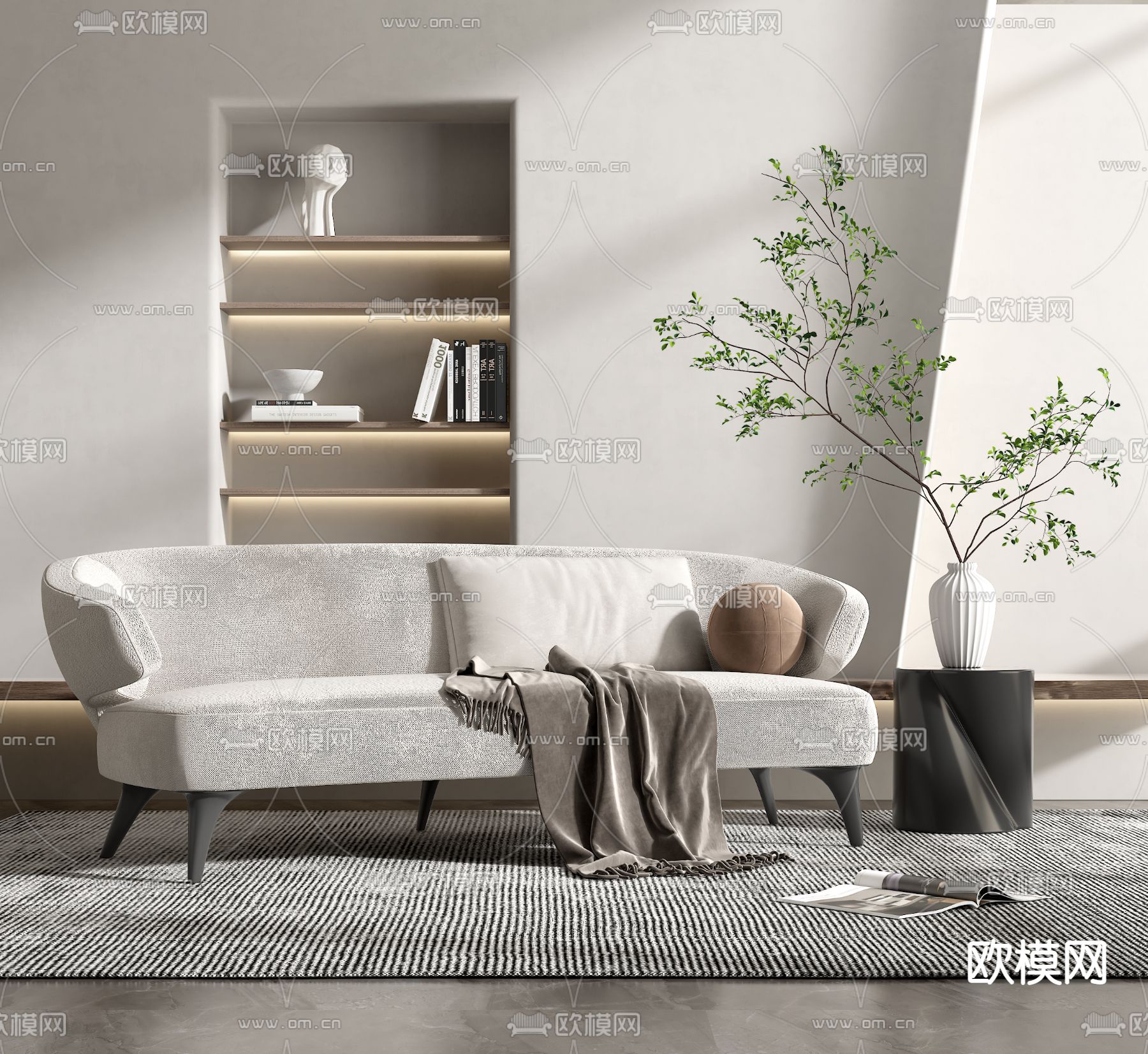 现代布艺双人沙发3d模型