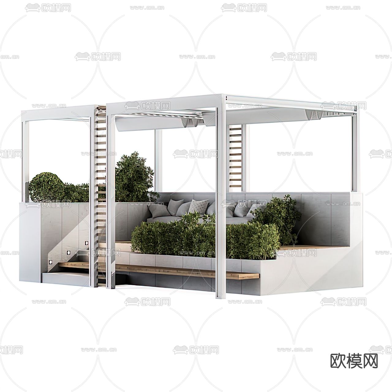 现代庭院户外凉亭3d模型下载（渲染图2）