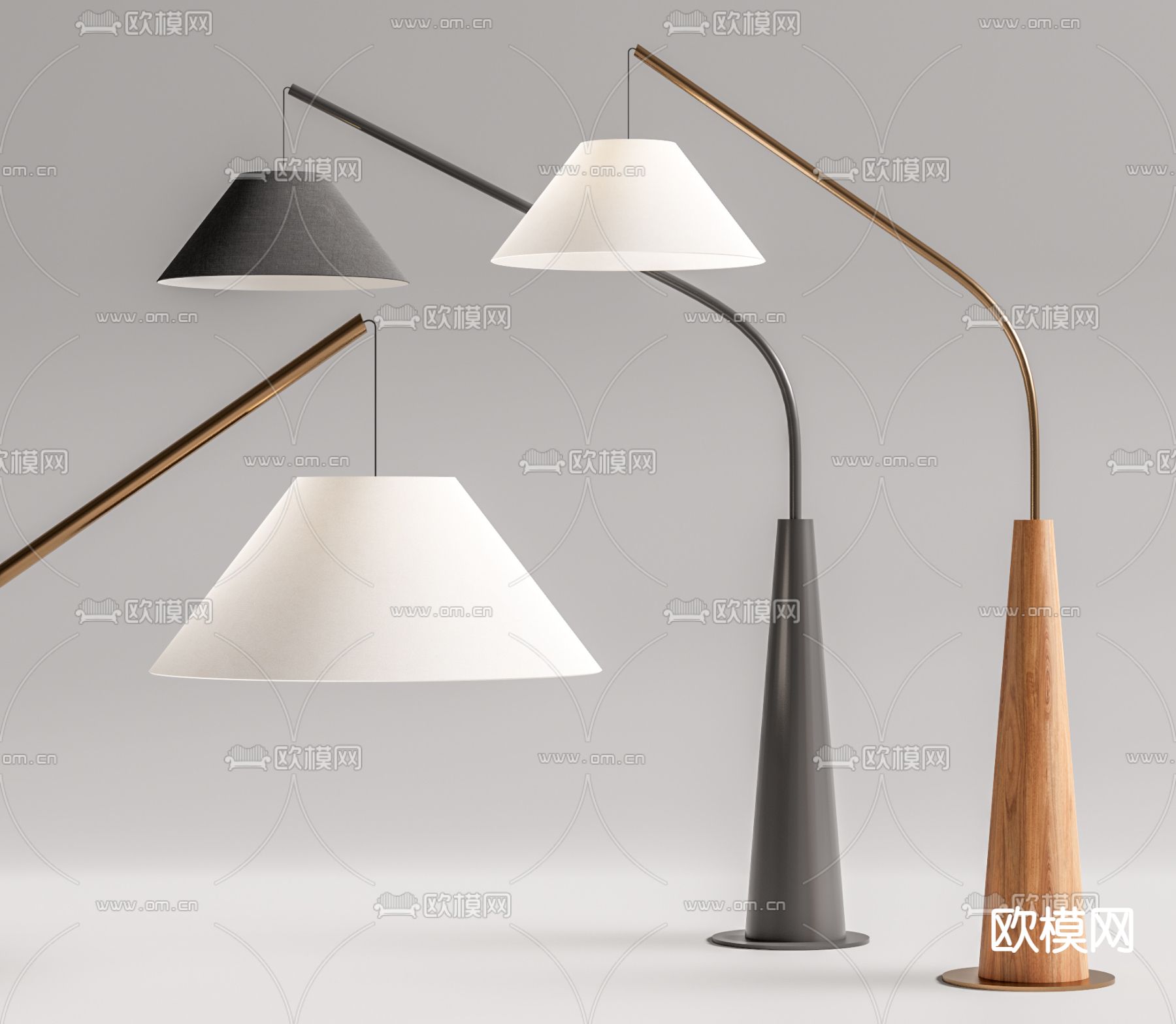 现代落地灯su模型下载（渲染图1）