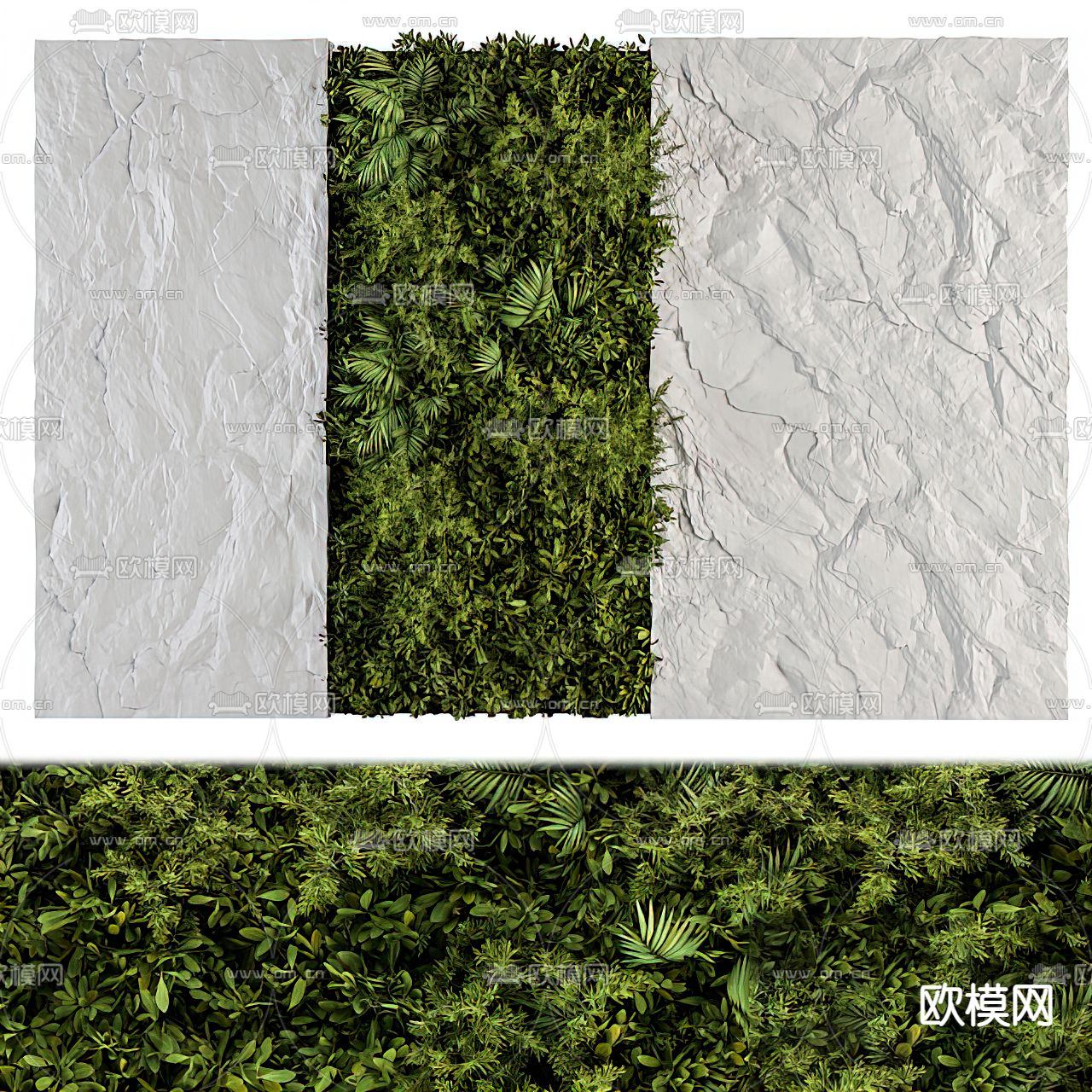 现代绿植墙3d模型