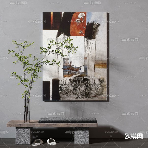 现代抽象装饰挂画3d模型下载
