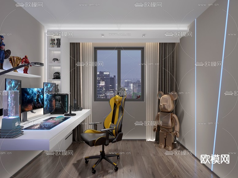 现代电竞房免费3d模型下载_ID11668428_3dmax免费模型-欧模网