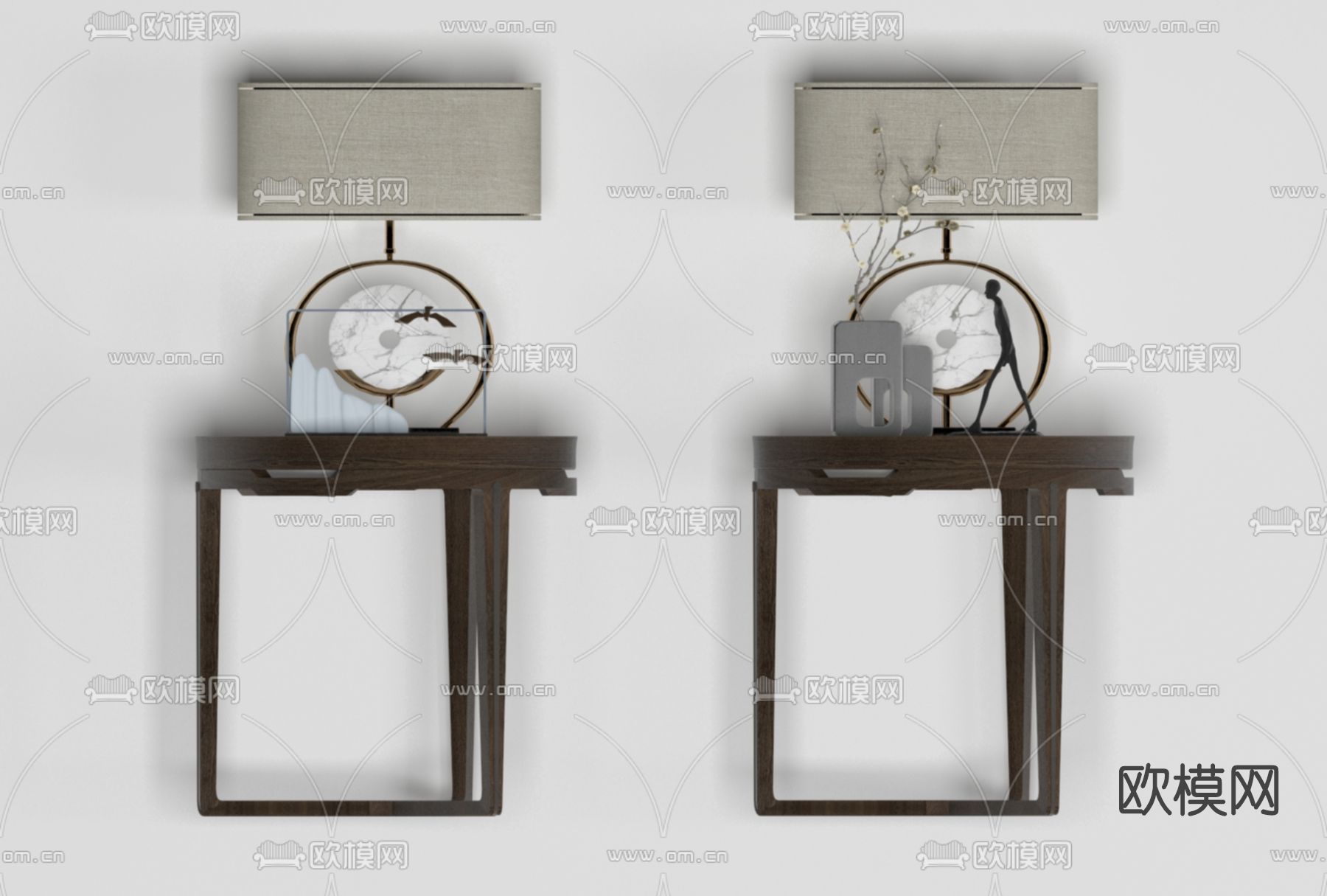 新中式床头柜免费3d模型下载