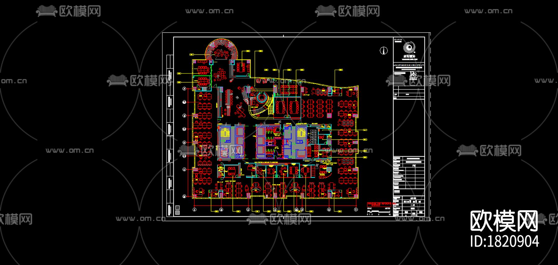 办公室cad施工图-免费3dmax模型库-欧模网