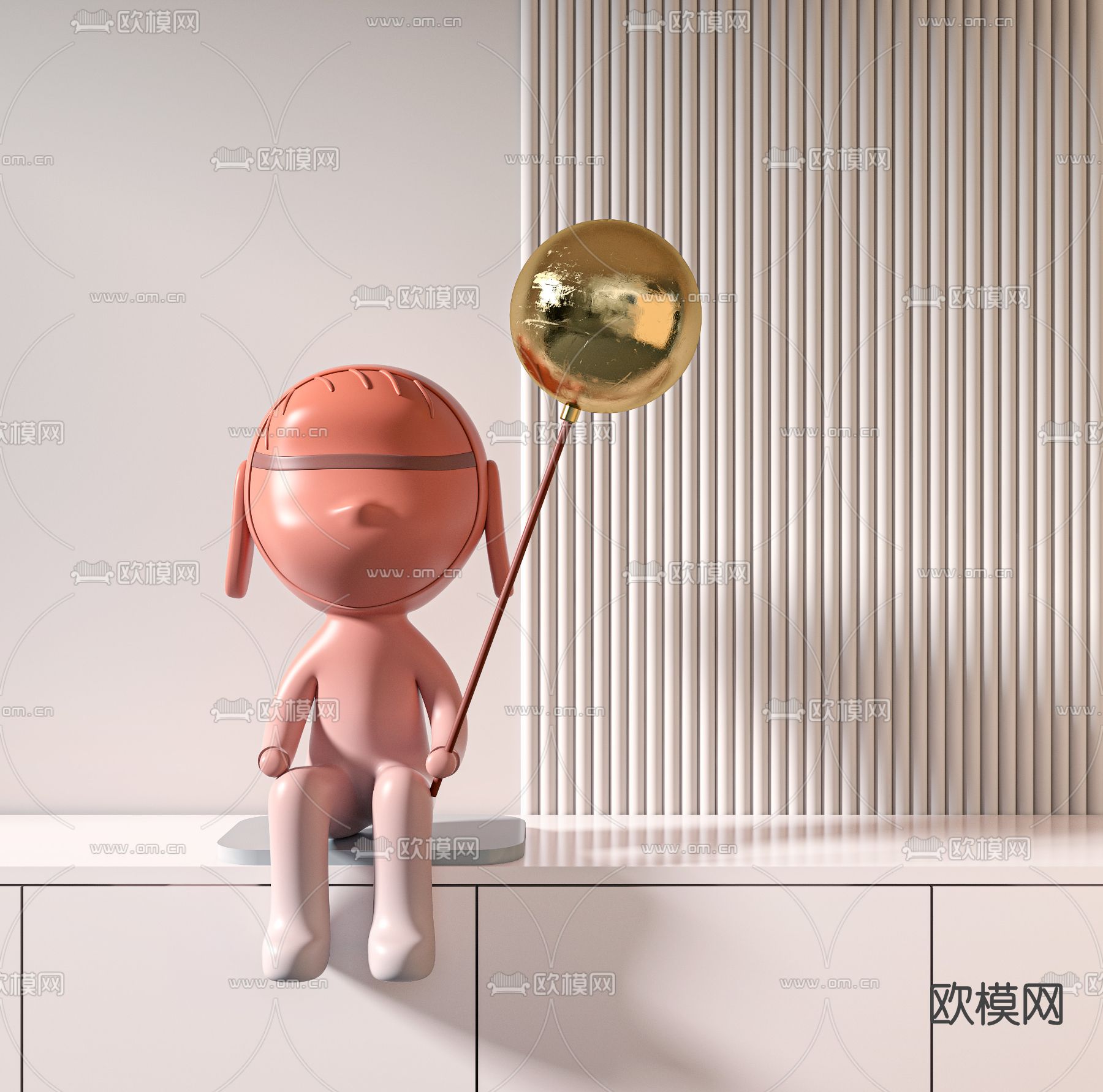 现代潮玩雕塑摆件3d模型