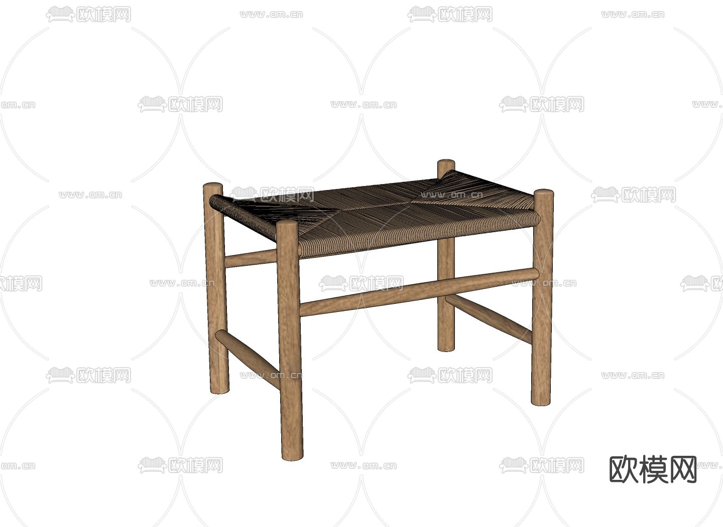 日式编织凳子su模型下载（渲染图2）