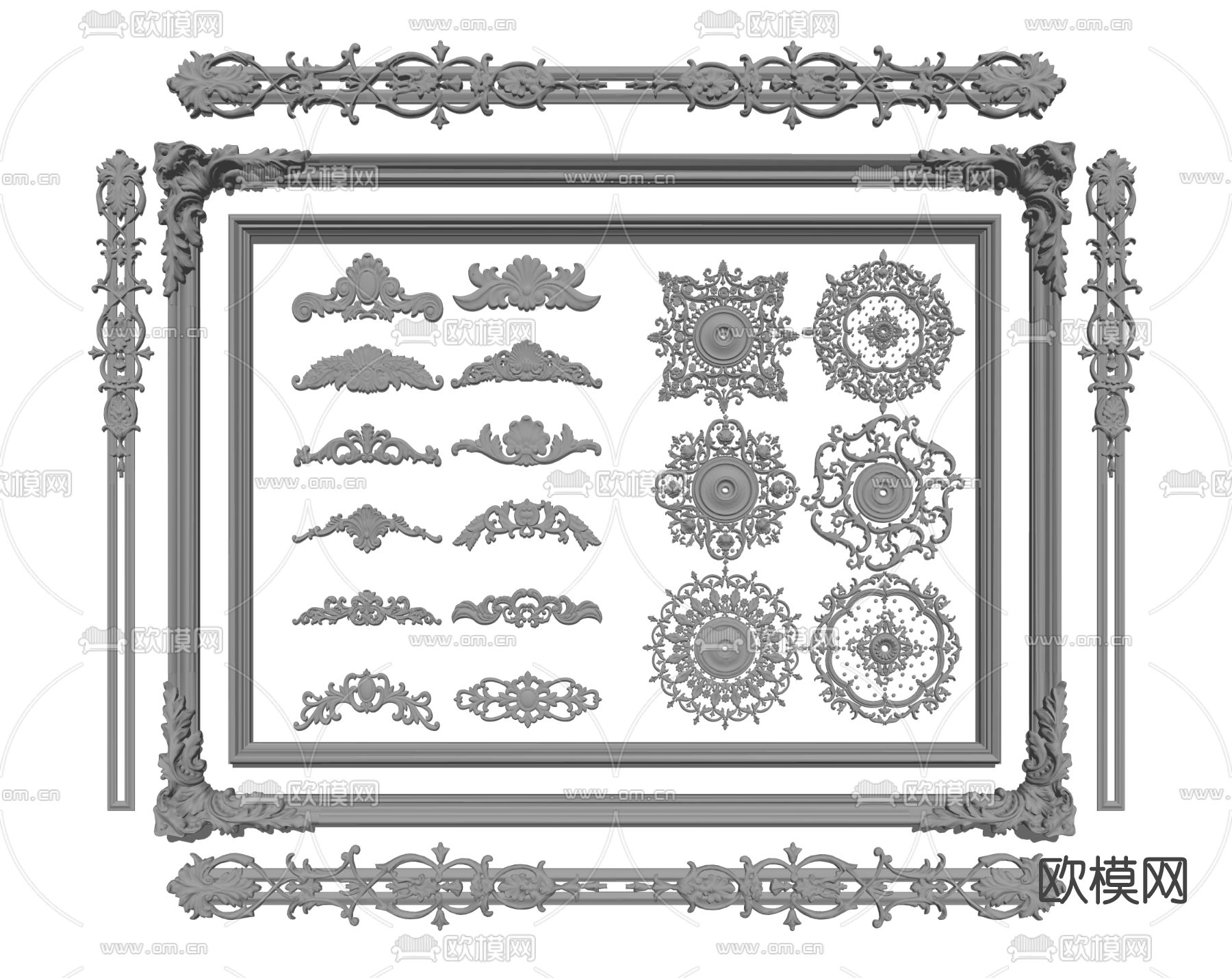 简欧雕花角花su模型下载（渲染图2）