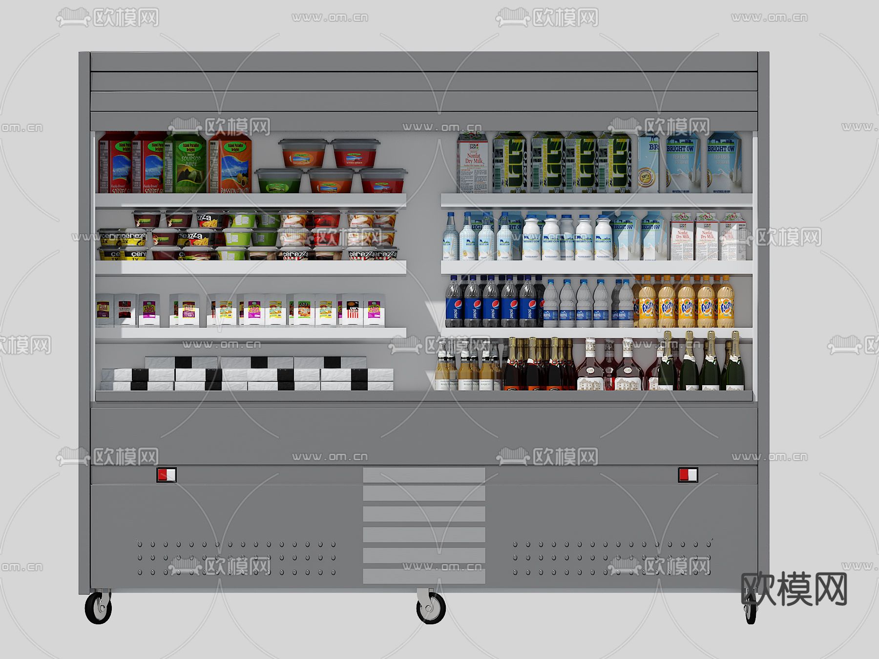 现代商场冰箱冰柜饮料柜3d模型