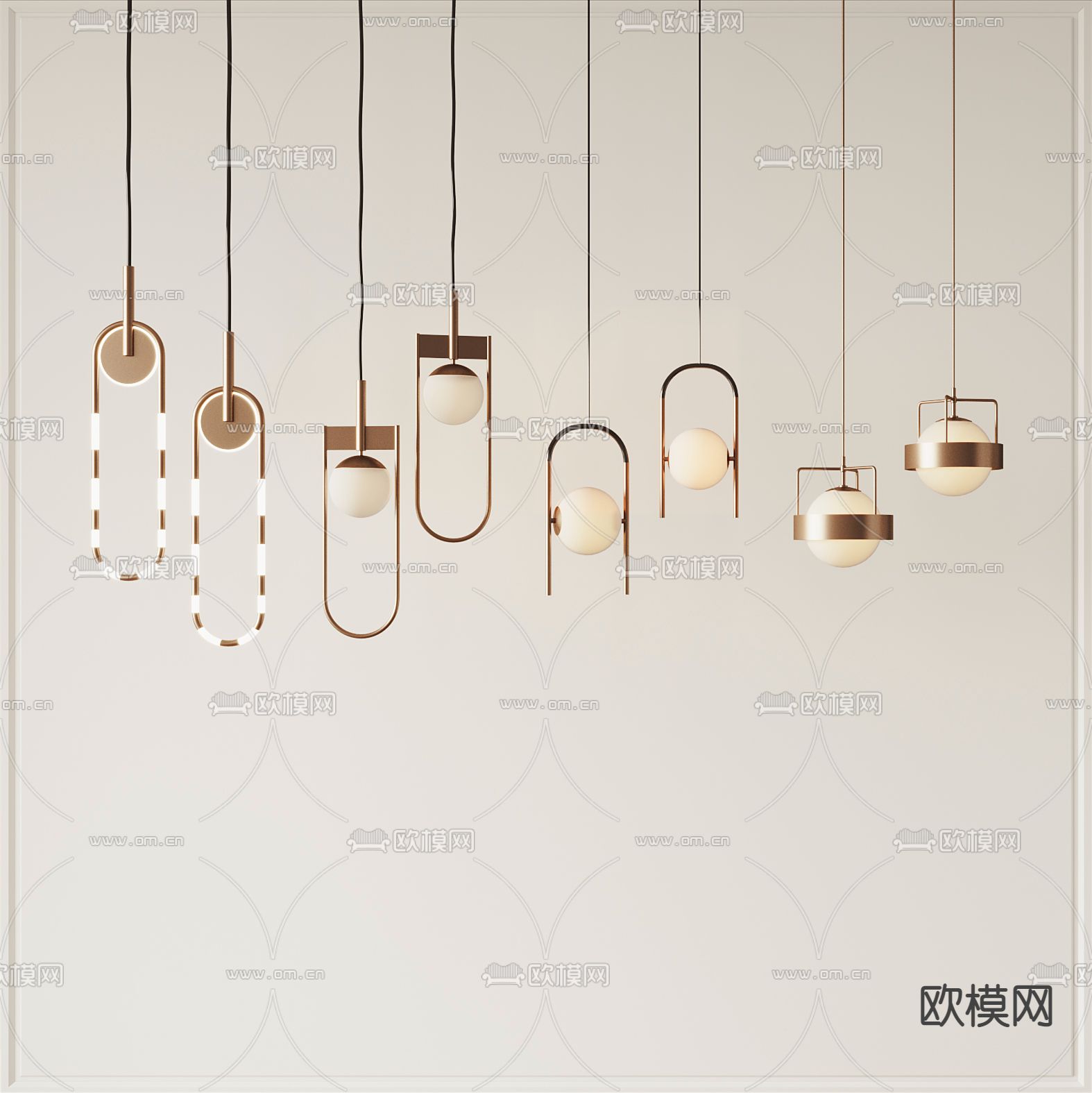 现代轻奢吊灯3d模型下载