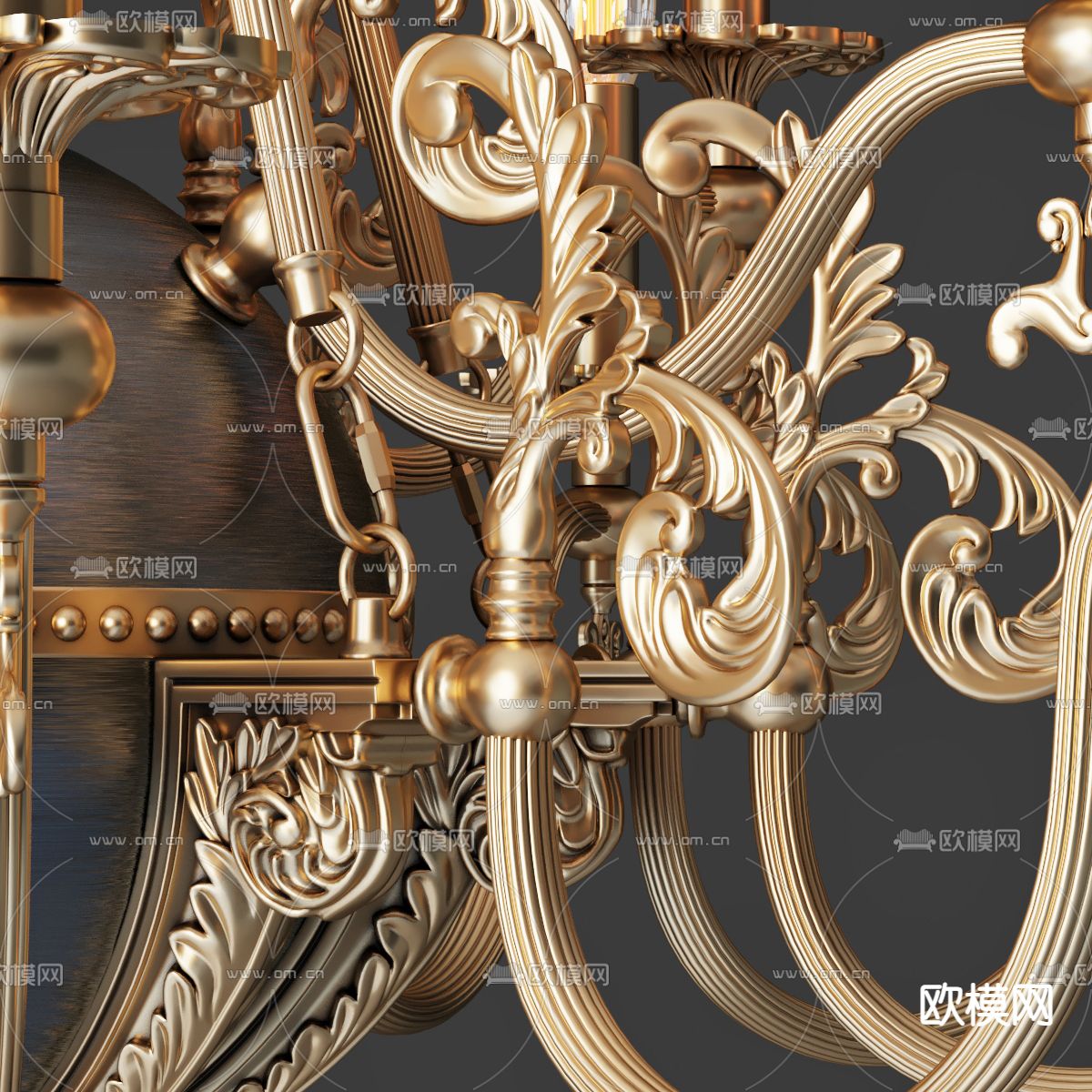 欧式轻奢金属烛台吊灯3d模型下载（渲染图5）