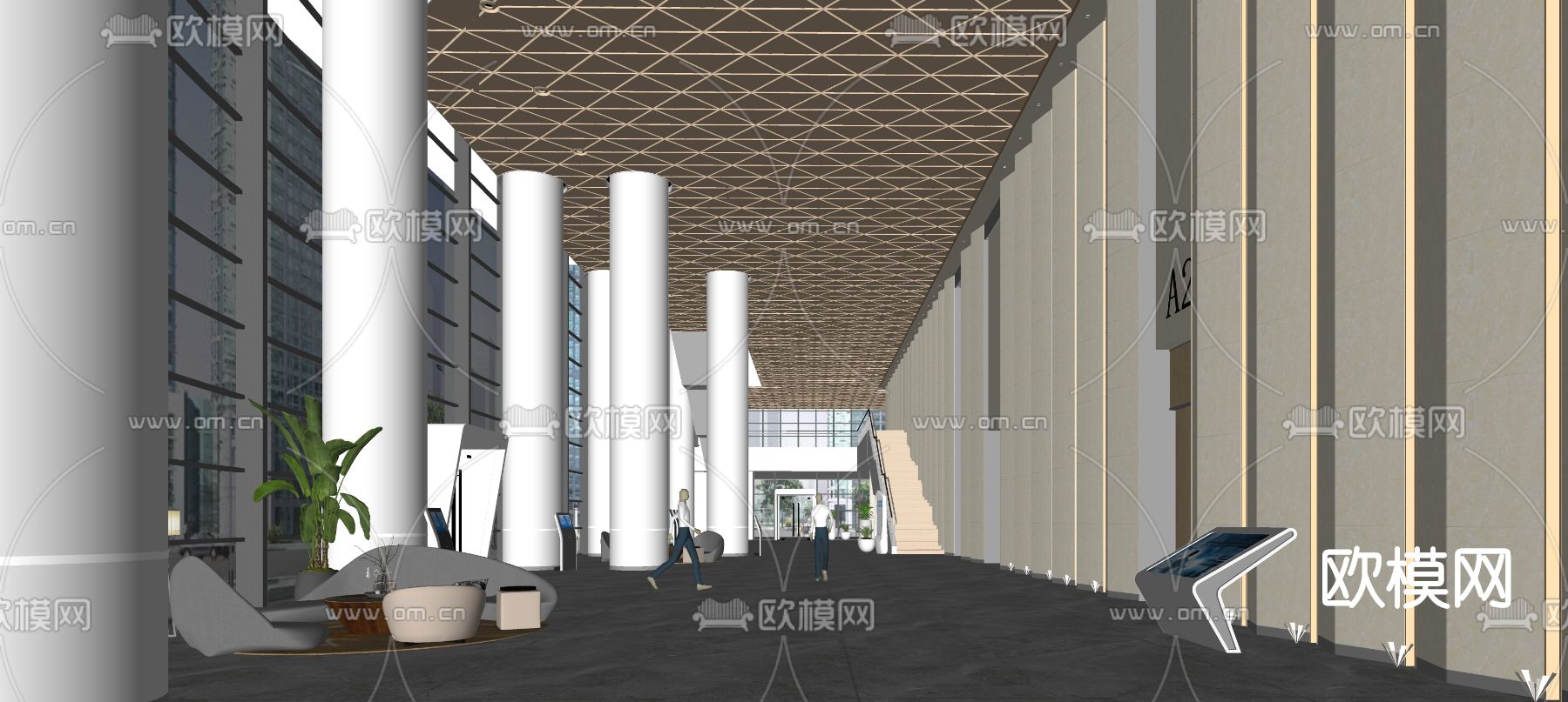 现代大堂前台su模型下载（渲染图3）