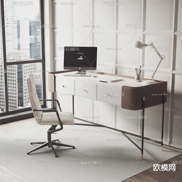 现代书桌椅3d模型下载