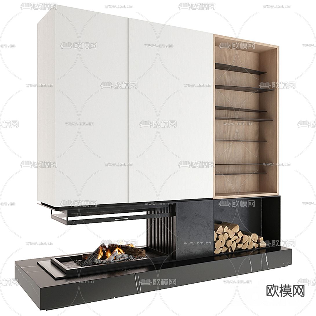 现代壁炉3d模型