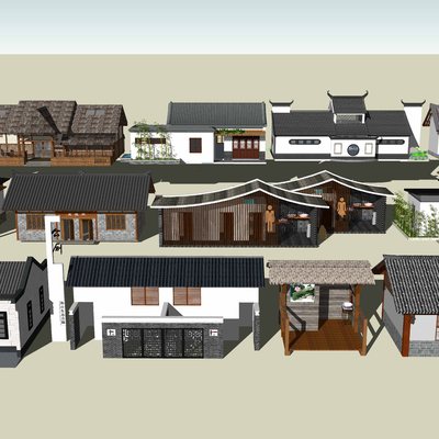  新中式公共厕所su模型 