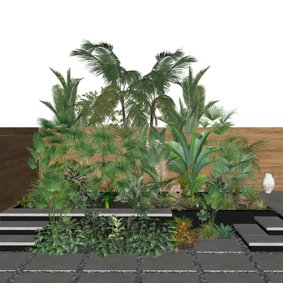  现代绿植灌木丛su模型 