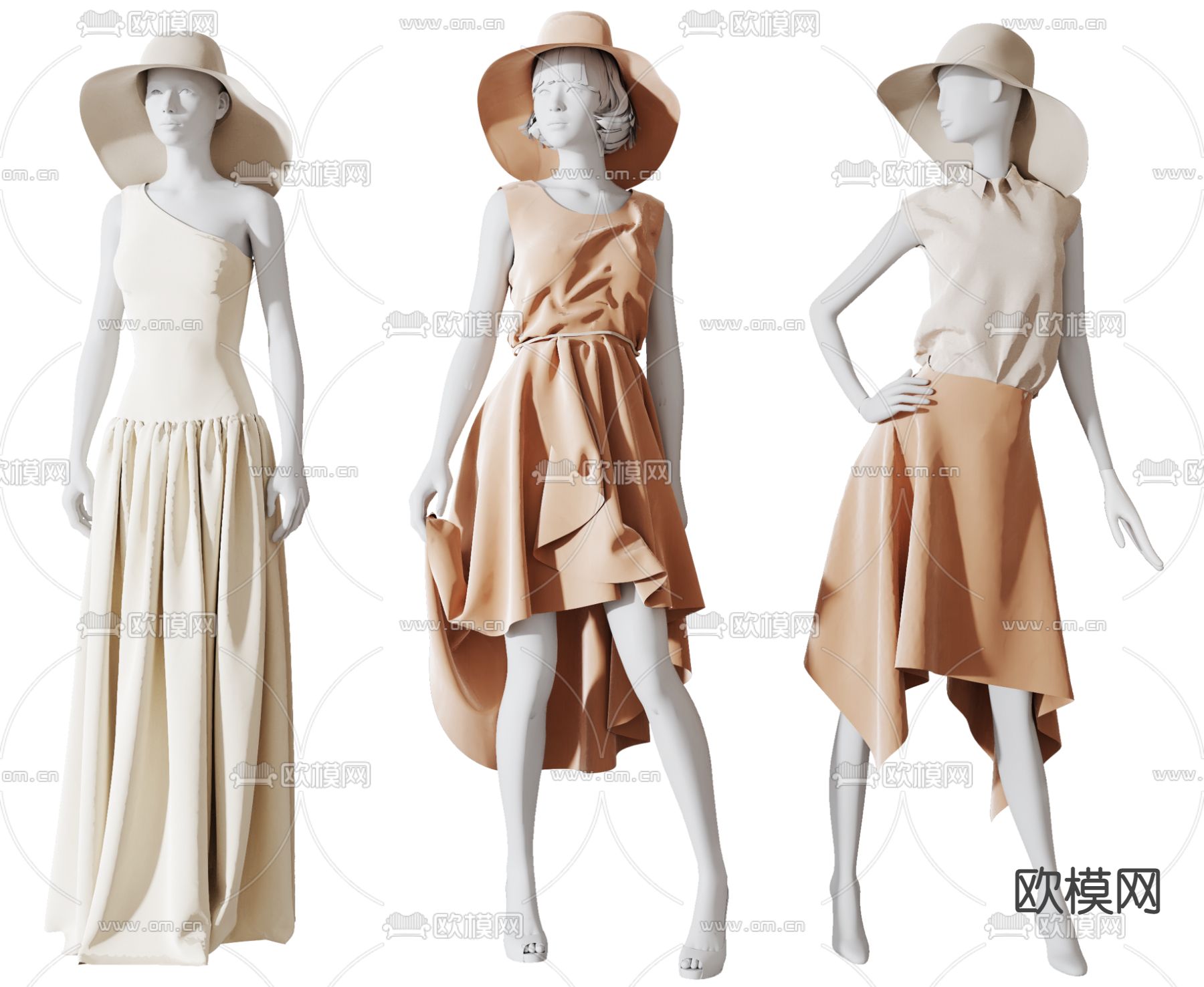 现代服装模特3d模型下载