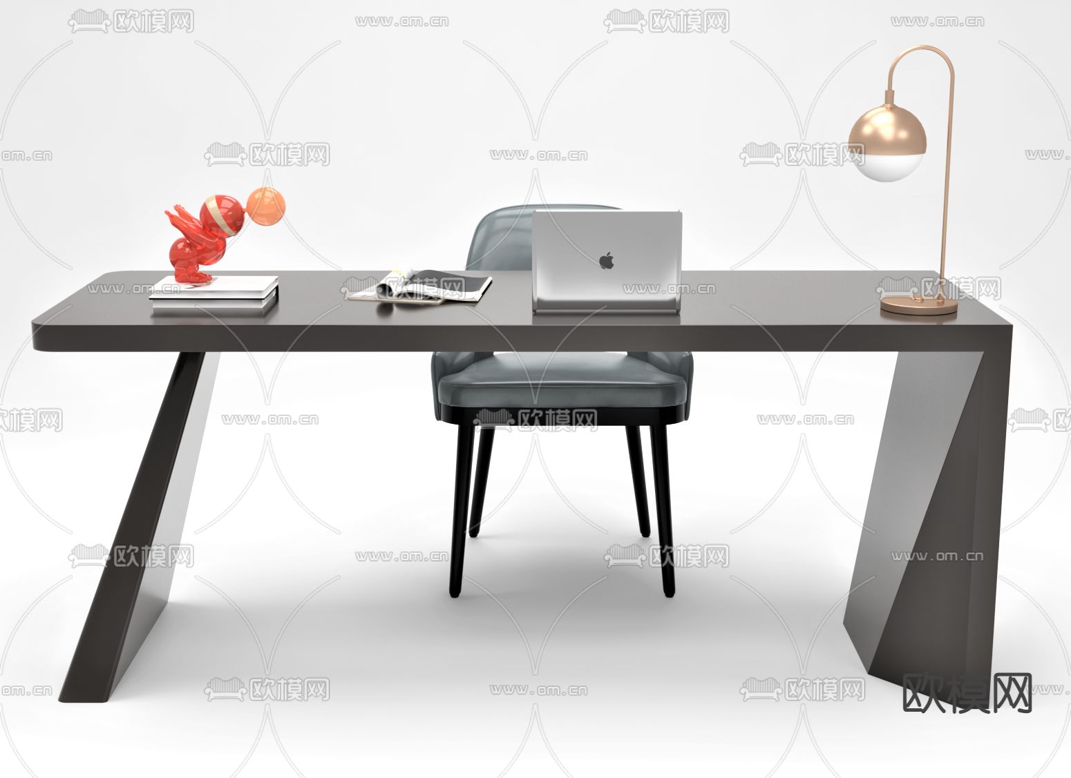 现代轻奢书桌椅3d模型下载
