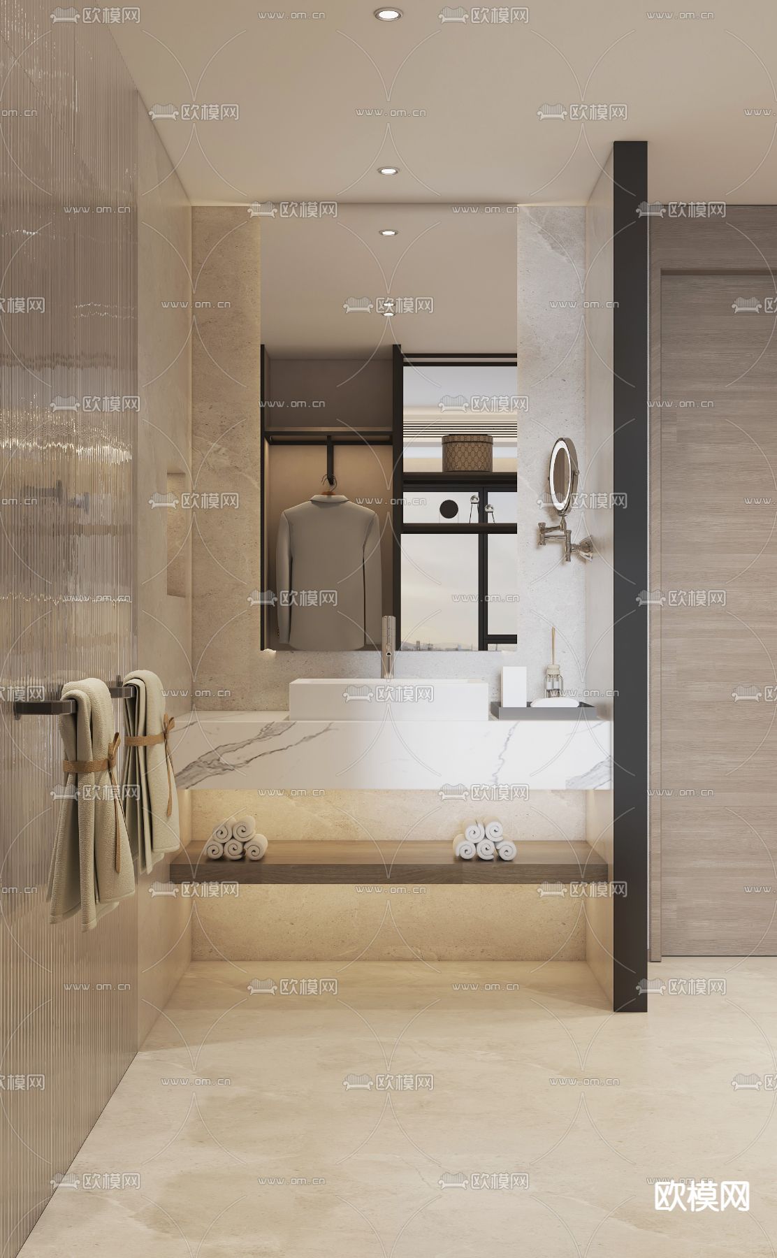 现代酒店双床客房3d模型下载（渲染图6）