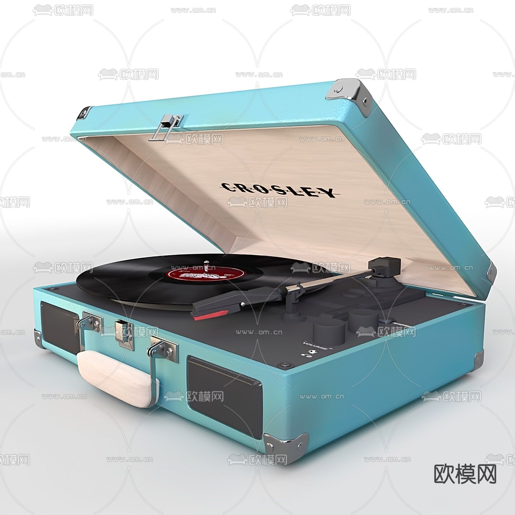 现代箱式复古唱片机3d模型