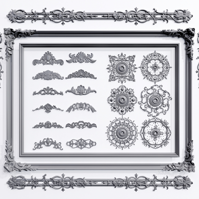  简欧雕花角花su模型 