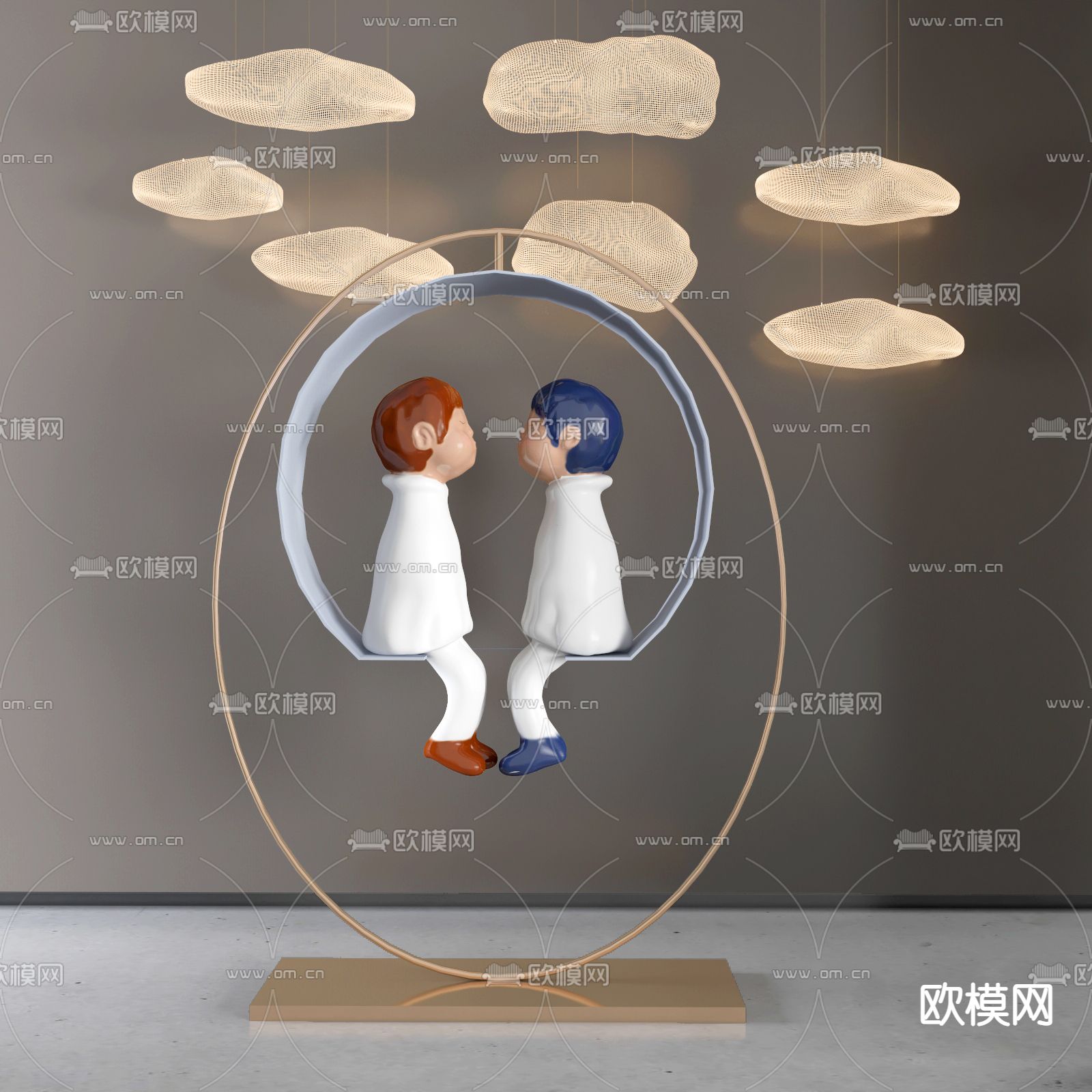 现代卡通雕塑摆件3d模型