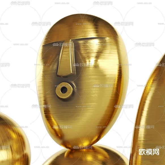 现代抽象雕塑摆件3d模型下载(渲染图3)