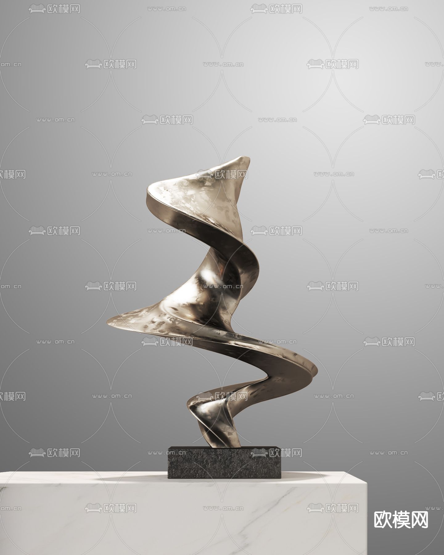现代金属抽象雕塑3d模型